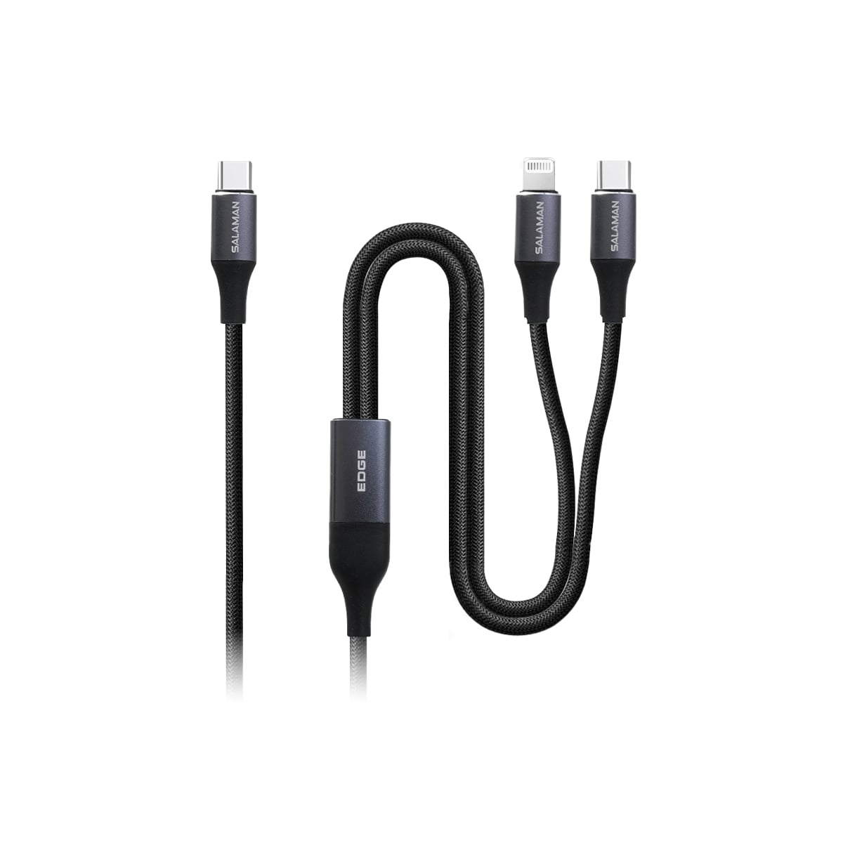 Salaman Edge SP USB-C to USB-C + Lightning Cable 60W Braided Dual Connector product image