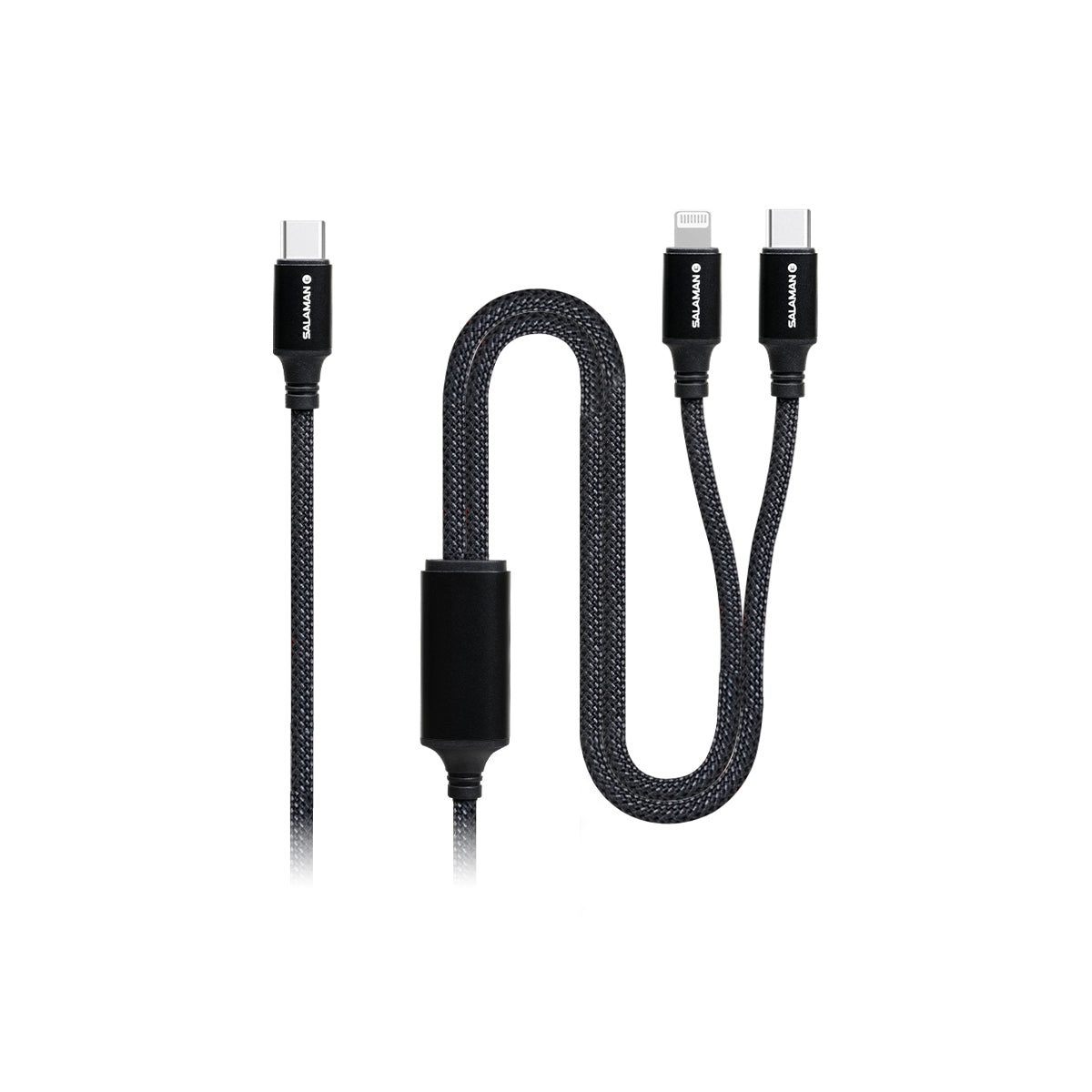 Salaman Edge ST USB-C to USB-C + Lightning Cable 100W Braided Dual Connector product image