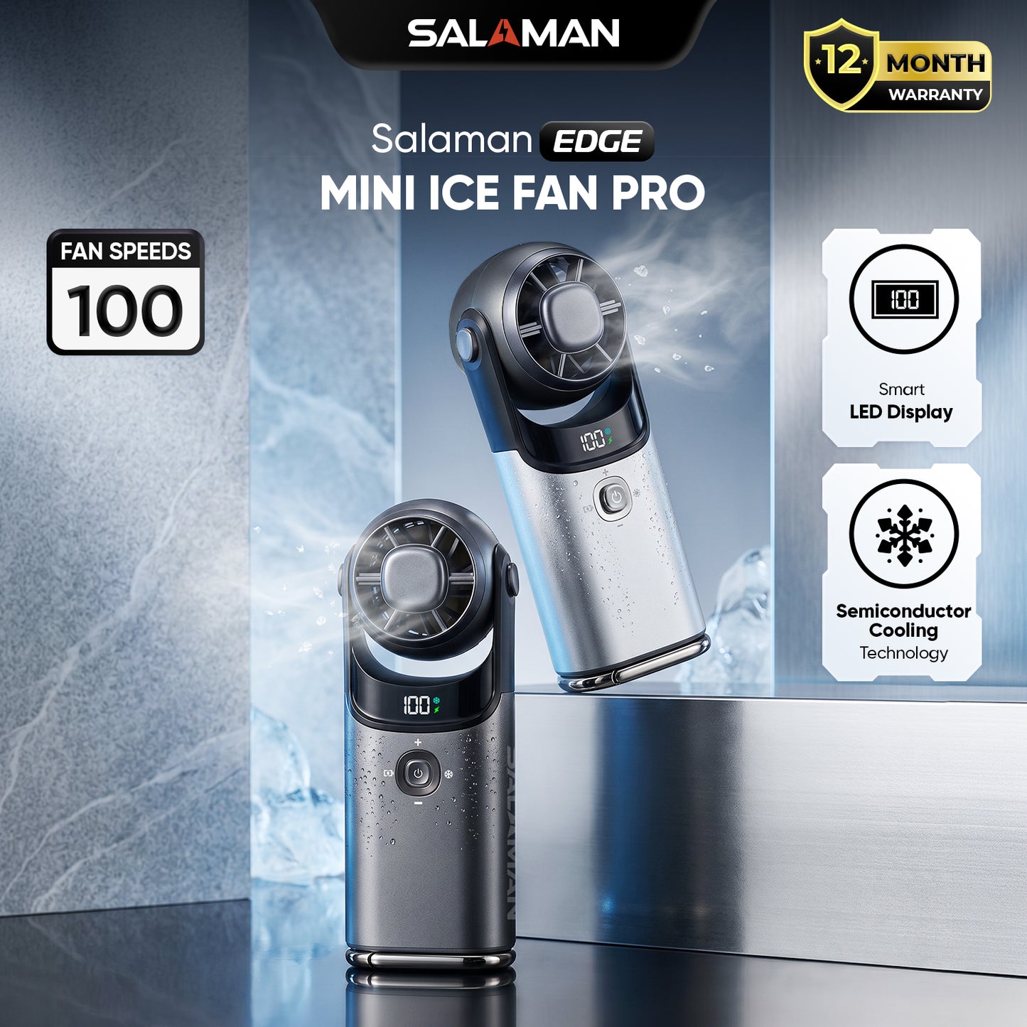 Salaman Edge Ice Fan Pro02SE Portable Fan 100-Speed product gallery 2