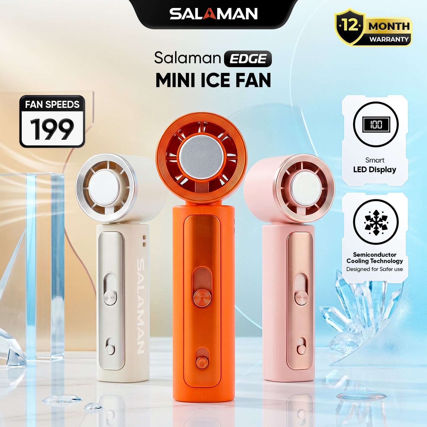 Salaman Edge Ice Fan Plus01SE Portable Fan 199-Speed product gallery 2