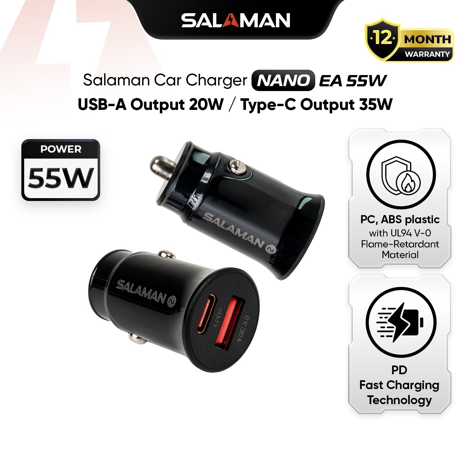 Salaman Nano EA 55W PD Car Charger gallery image 2