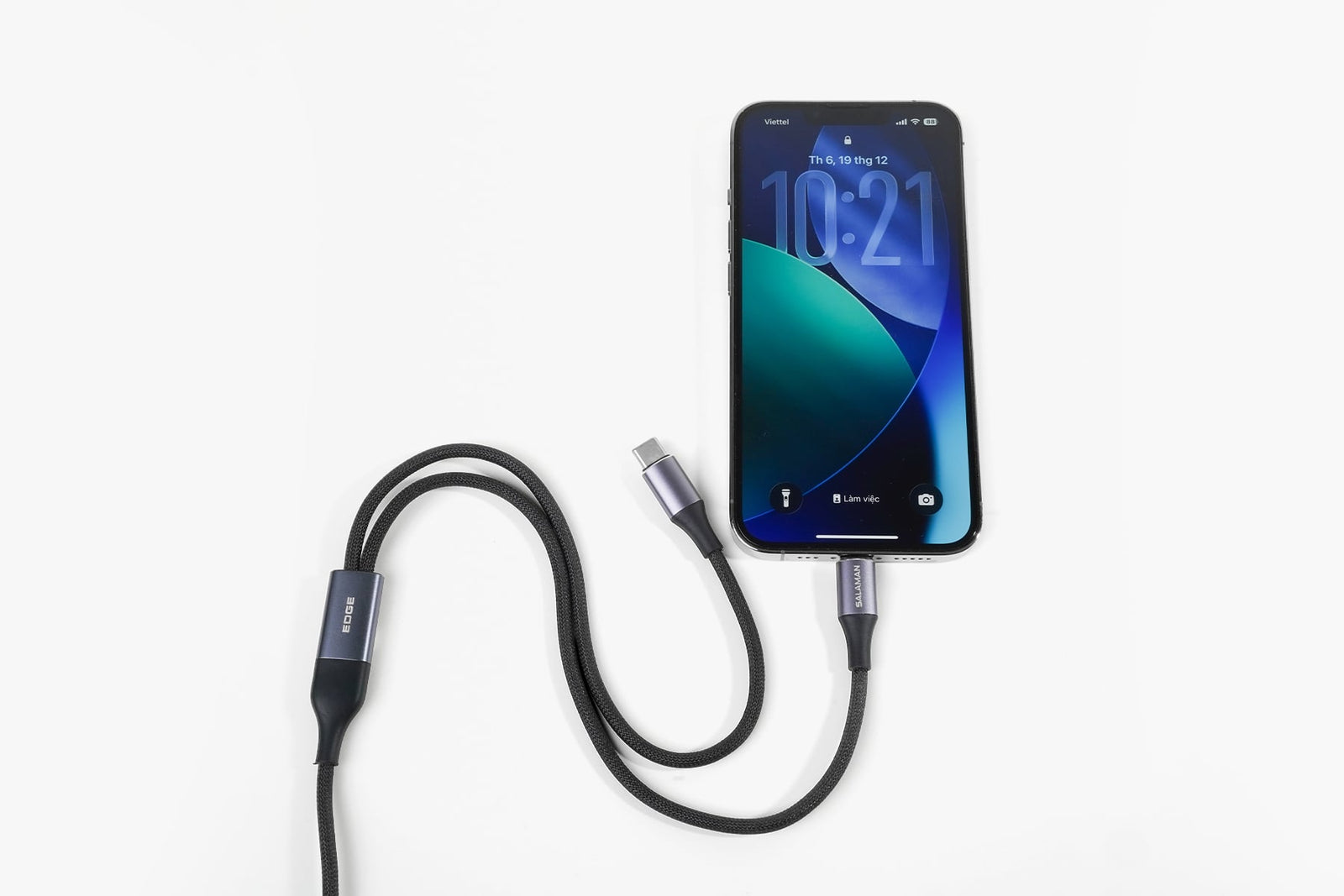 Salaman Edge SP USB-C to USB-C + Lightning Cable 60W Braided Dual Connector