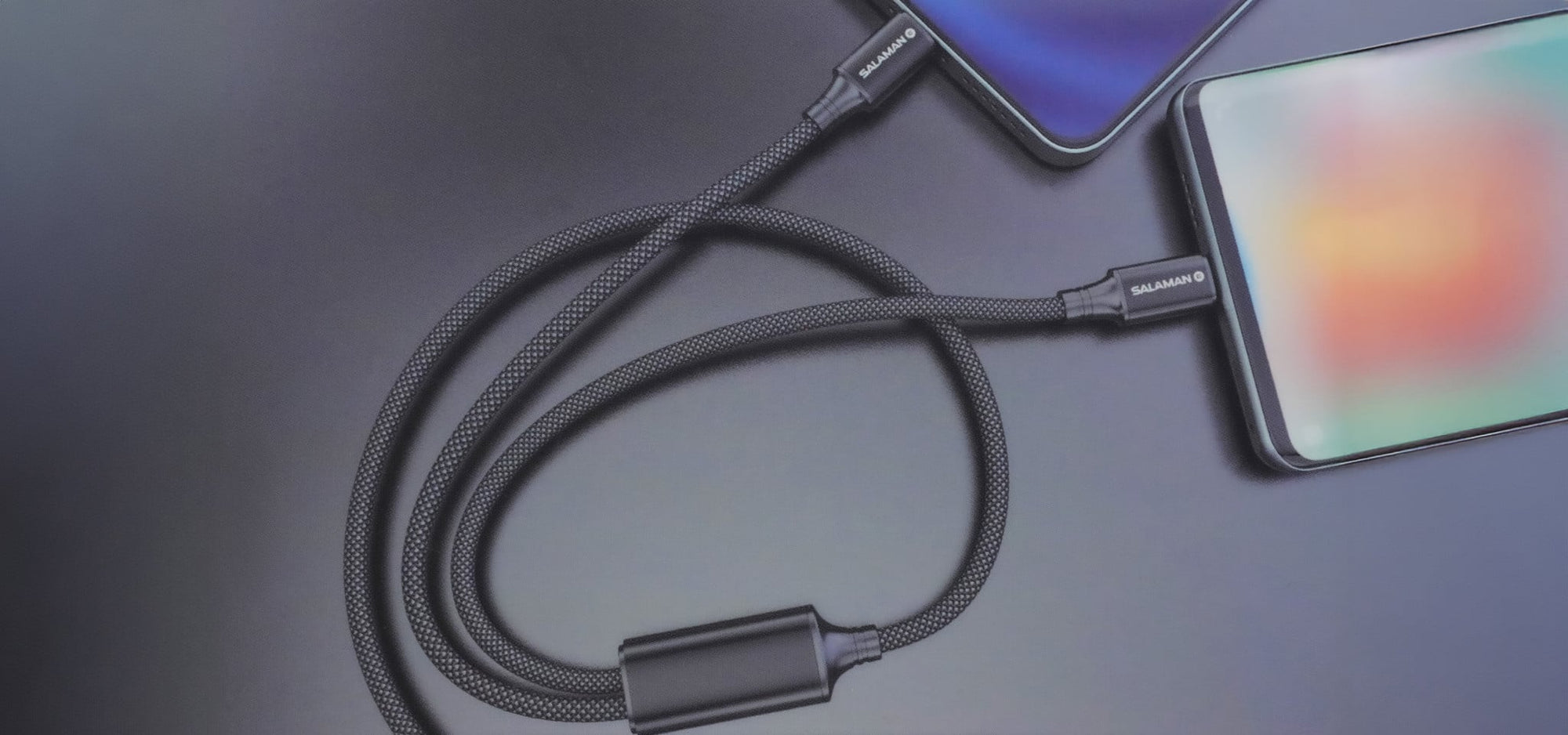 Salaman Edge ST USB-C to USB-C + Lightning Cable 100W Braided Dual Connector