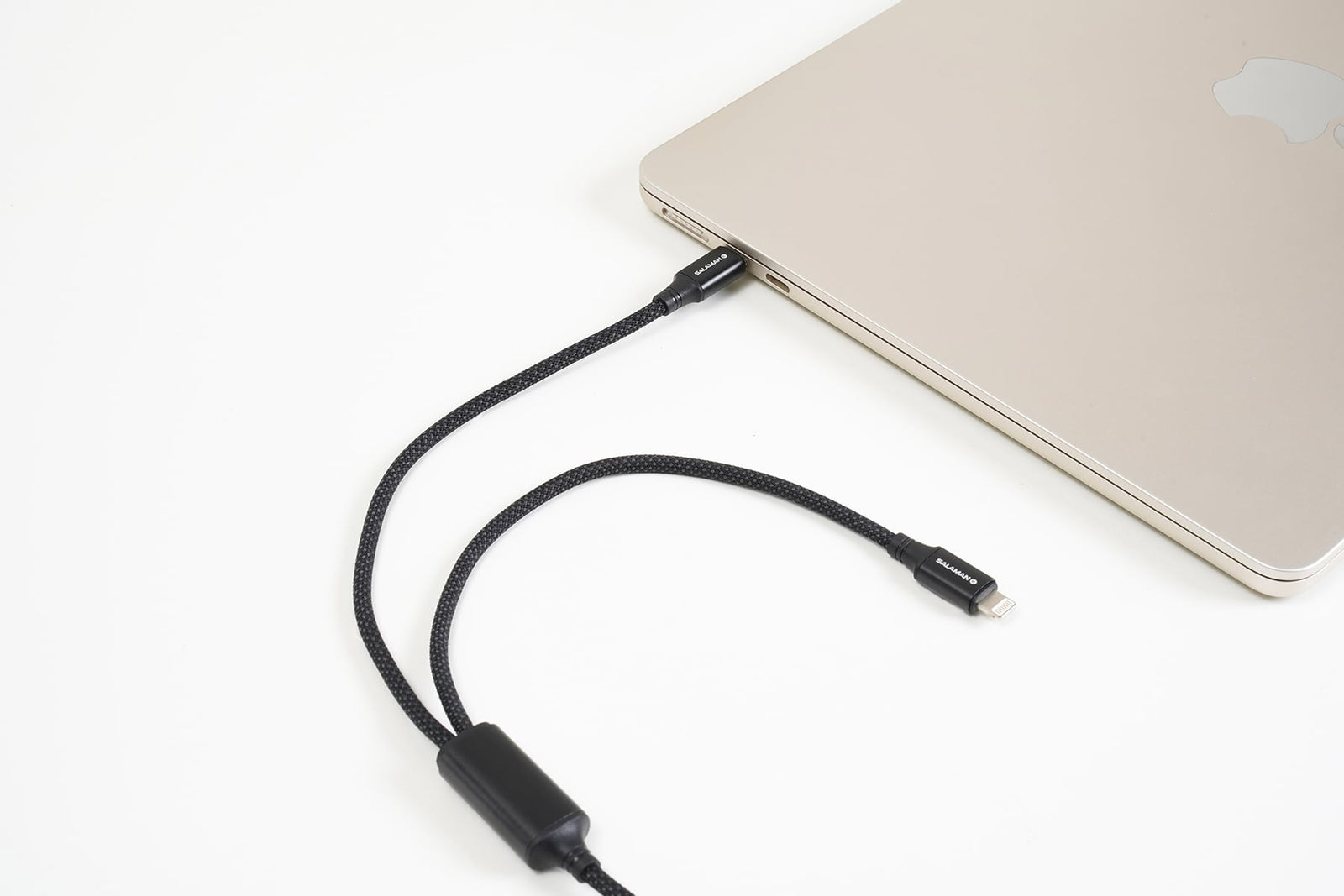 Salaman Edge ST USB-C to USB-C + Lightning Cable 100W Braided Dual Connector
