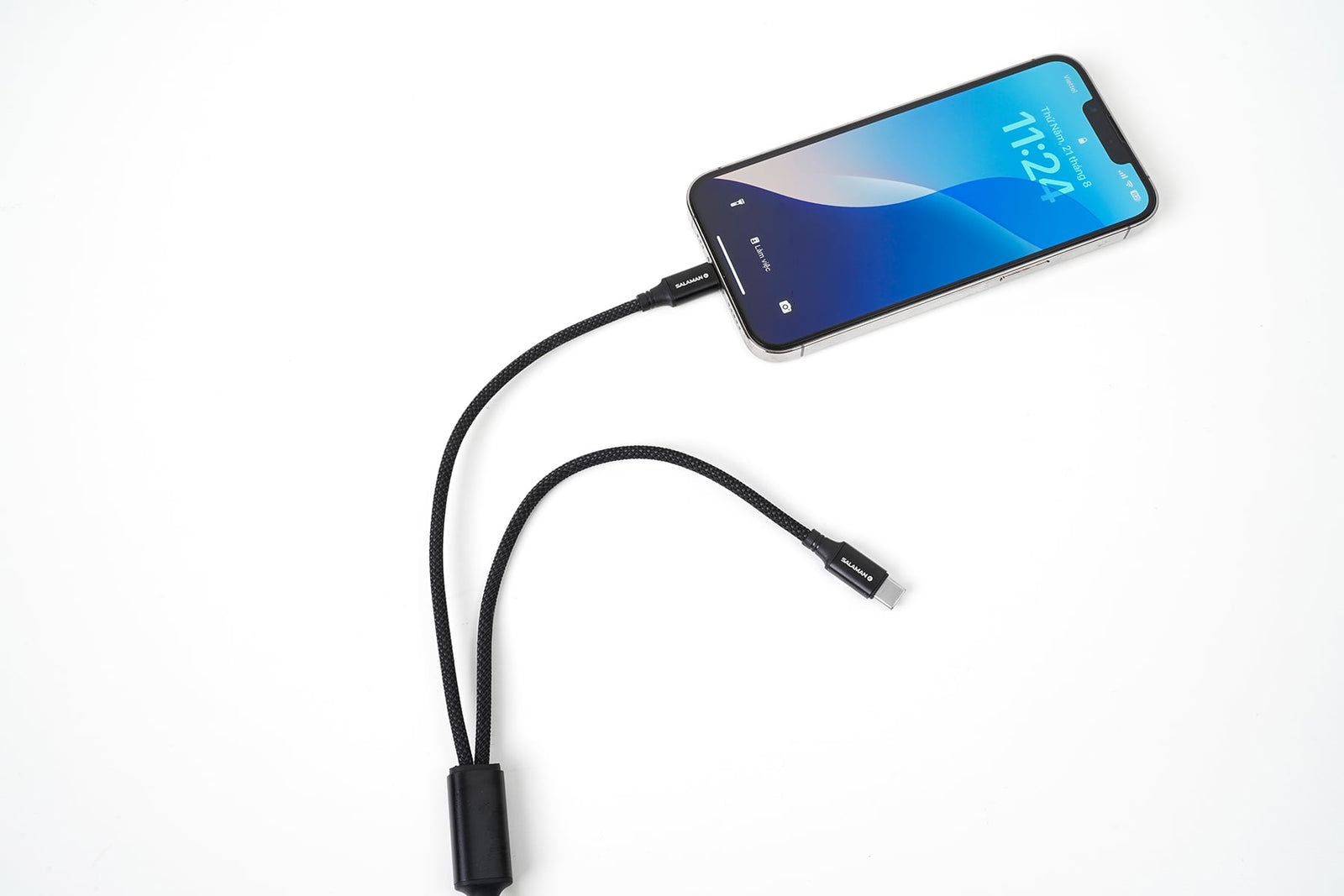 Salaman Edge ST USB-C to USB-C + Lightning Cable 100W Braided Dual Connector